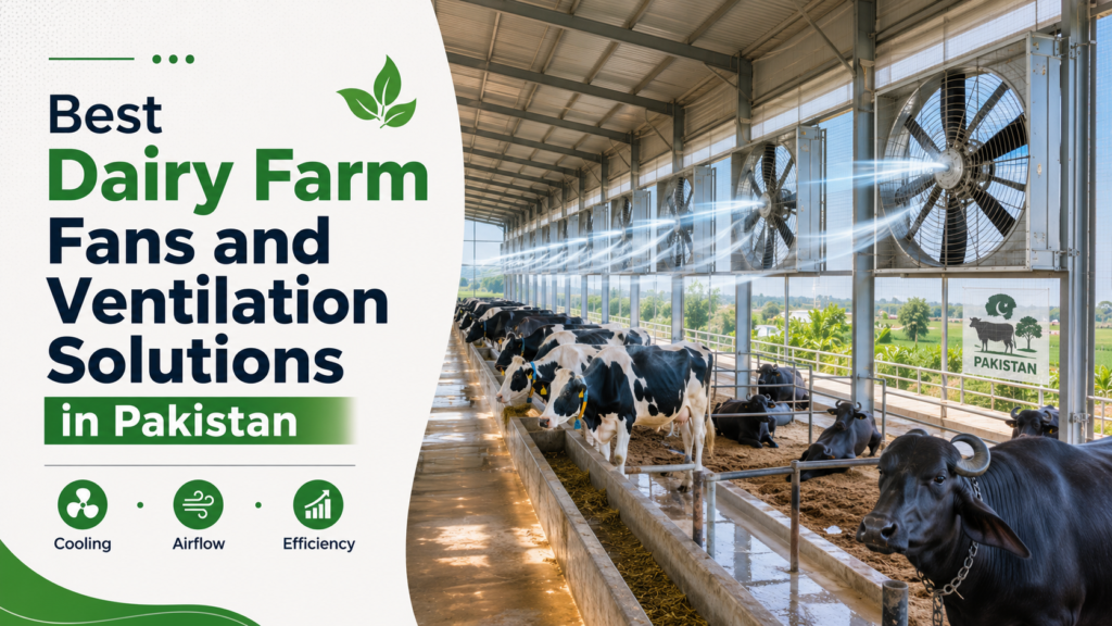 dairy farm fans, dairy fans, farm ventilation system, dairy cooling fans, dairy fan price in Pakistan, mist fans for dairy farms, solar power for dairy farms